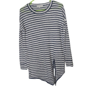 White + Warren Linen Crew Knotted‎ Tunic Stripe